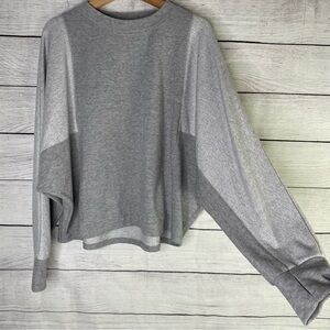 AnyBody Gray Long Sleeve Batwing Crewneck Sweatshirt Top L